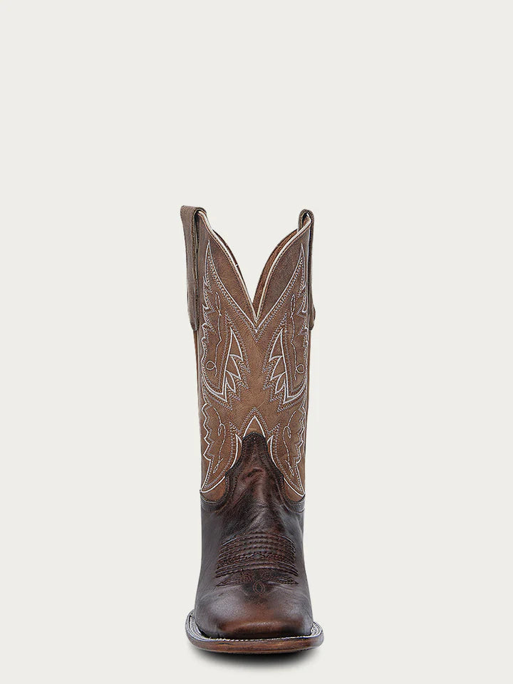 Circle G Men's Tanned Honey Embroidery Wide Square Toe Cowboy Boot