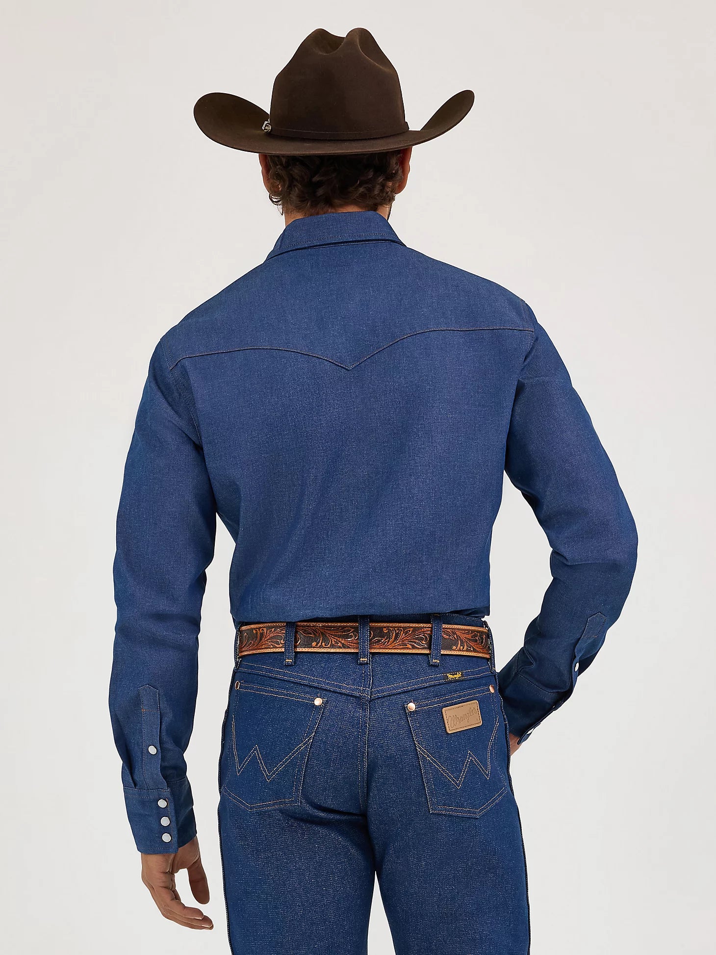Wrangler Men's Cowboy Cut Firm Finish Denim Western Snap Work Shirt