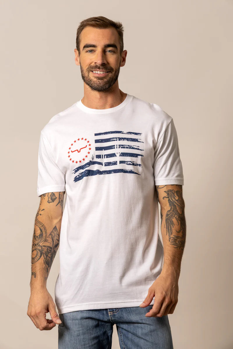 Kimes Ranch Men's Faded American Flag T-Shirt