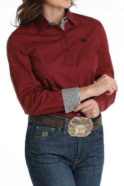 Cinch Women's Polka Dot Print Button-Down Western Shirt