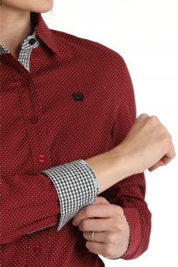 Cinch Women's Polka Dot Print Button-Down Western Shirt