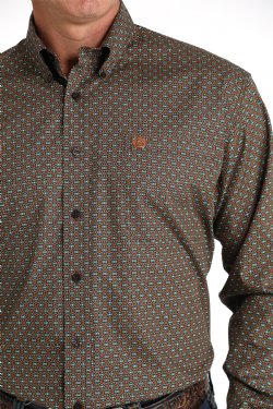 Cinch Men's Geometric Print Button-Down Long-Sleeve Western Shirt