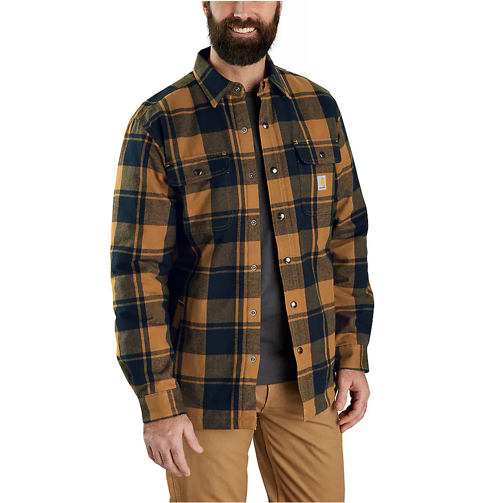 Carhartt Men's Relaxed Fit Flannel Sherpa Lined Shirt Jac