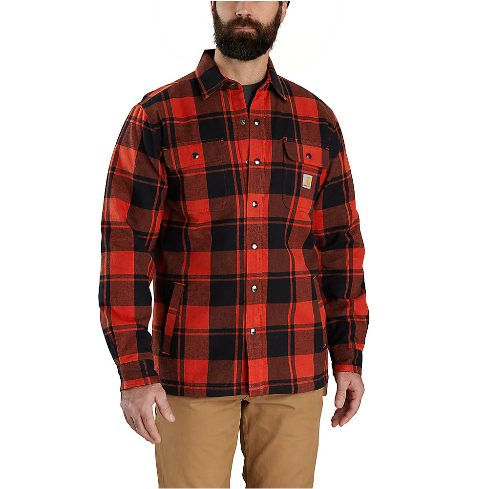 Carhartt Men's Relaxed Fit Flannel Sherpa Lined Shirt Jac