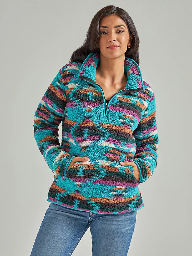 Wrangler Women's Retro Quarter-Zip Sherpa Pullover