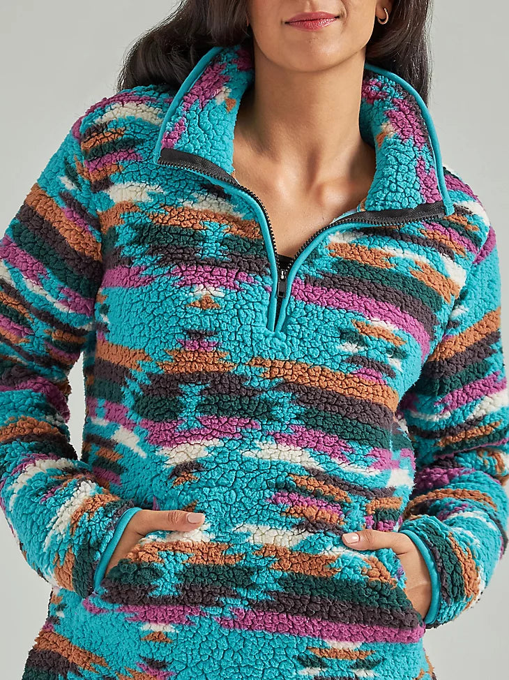 Wrangler Women's Retro Quarter-Zip Sherpa Pullover
