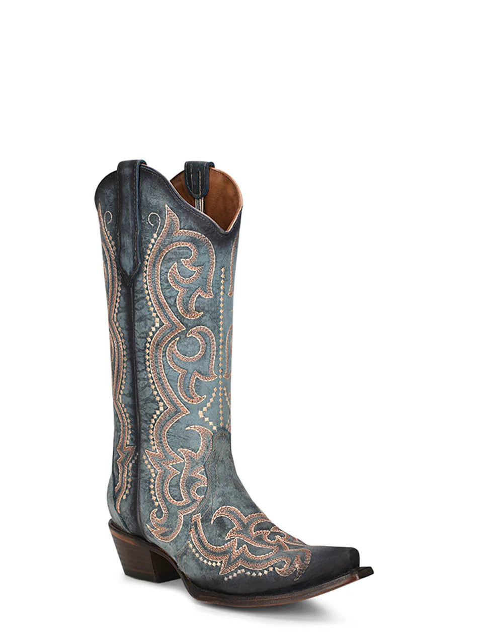 Corral Women's Embroidery And Triad Blue Jean Snip-Toe Cowboy Boot