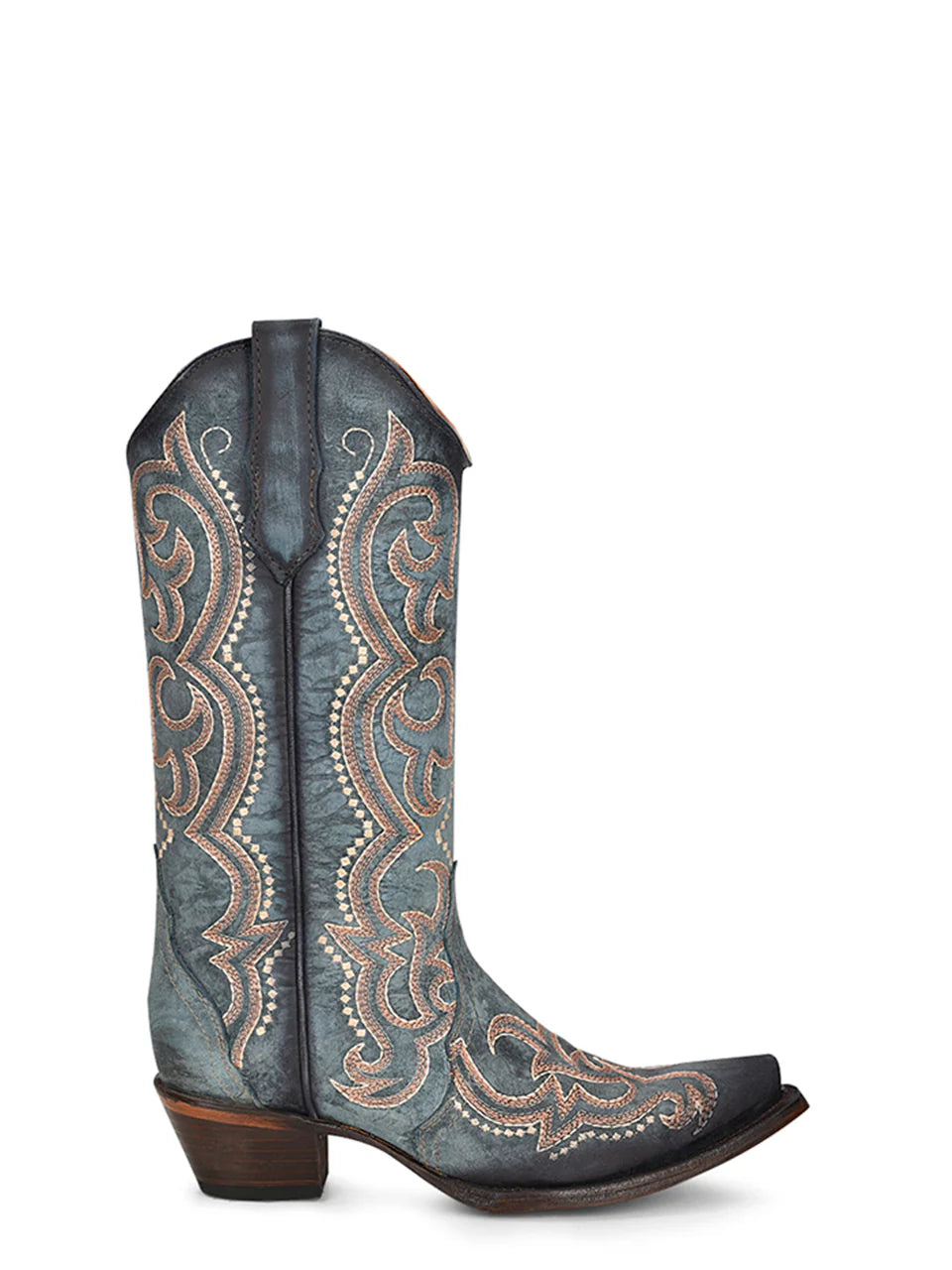 Corral Women's Embroidery And Triad Blue Jean Snip-Toe Cowboy Boot