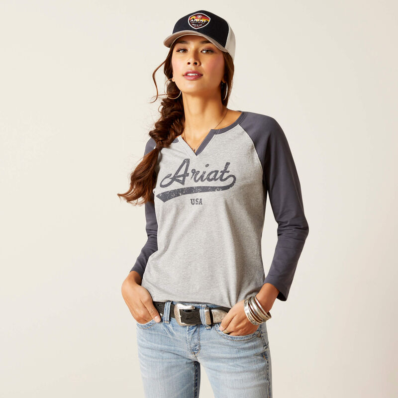 Ariat Women's Split-Neck Three-Quarter Sleeve T-Shirt