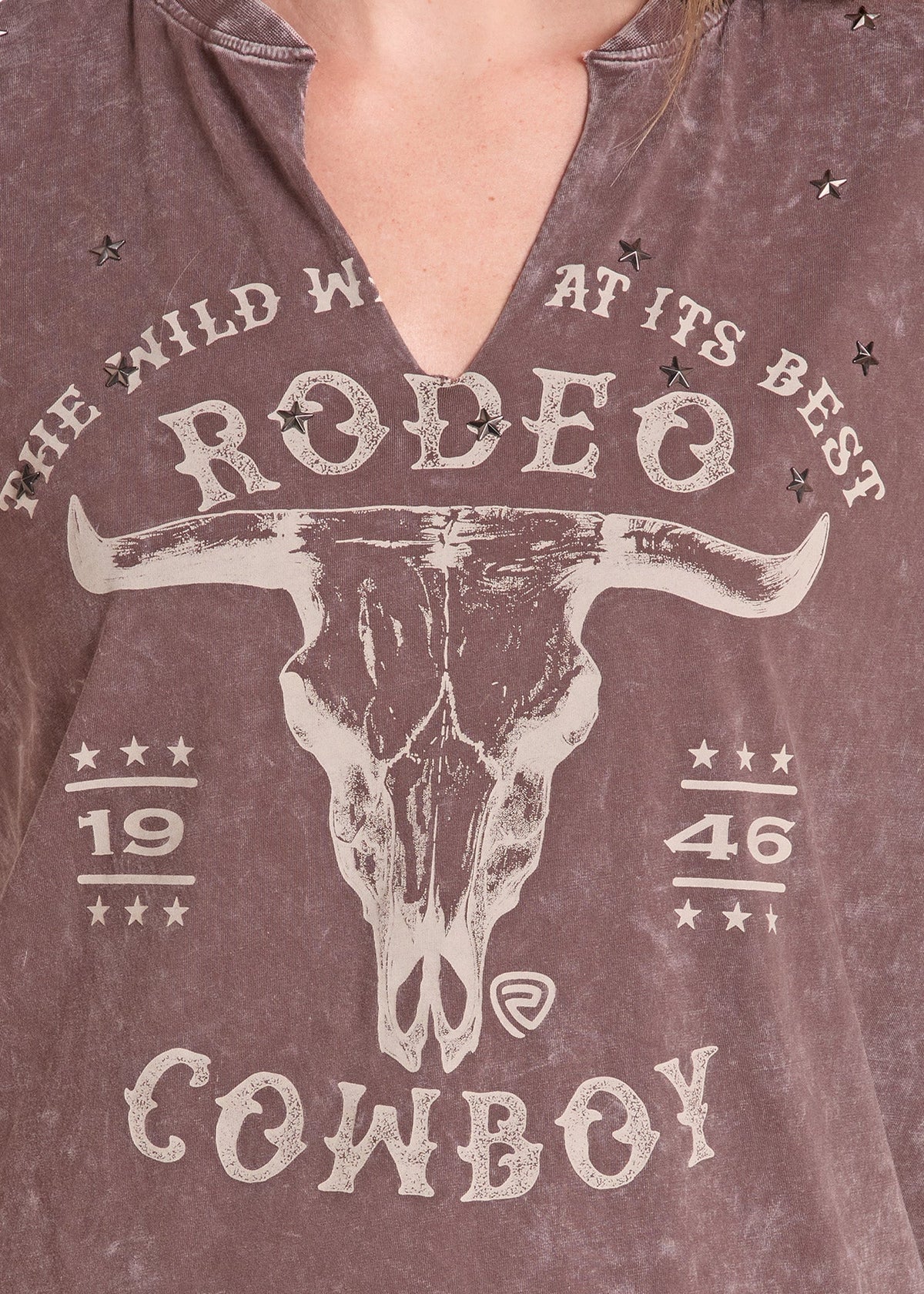 Rock & Roll Denim Women's Oversize Studded Graphic T-Shirt