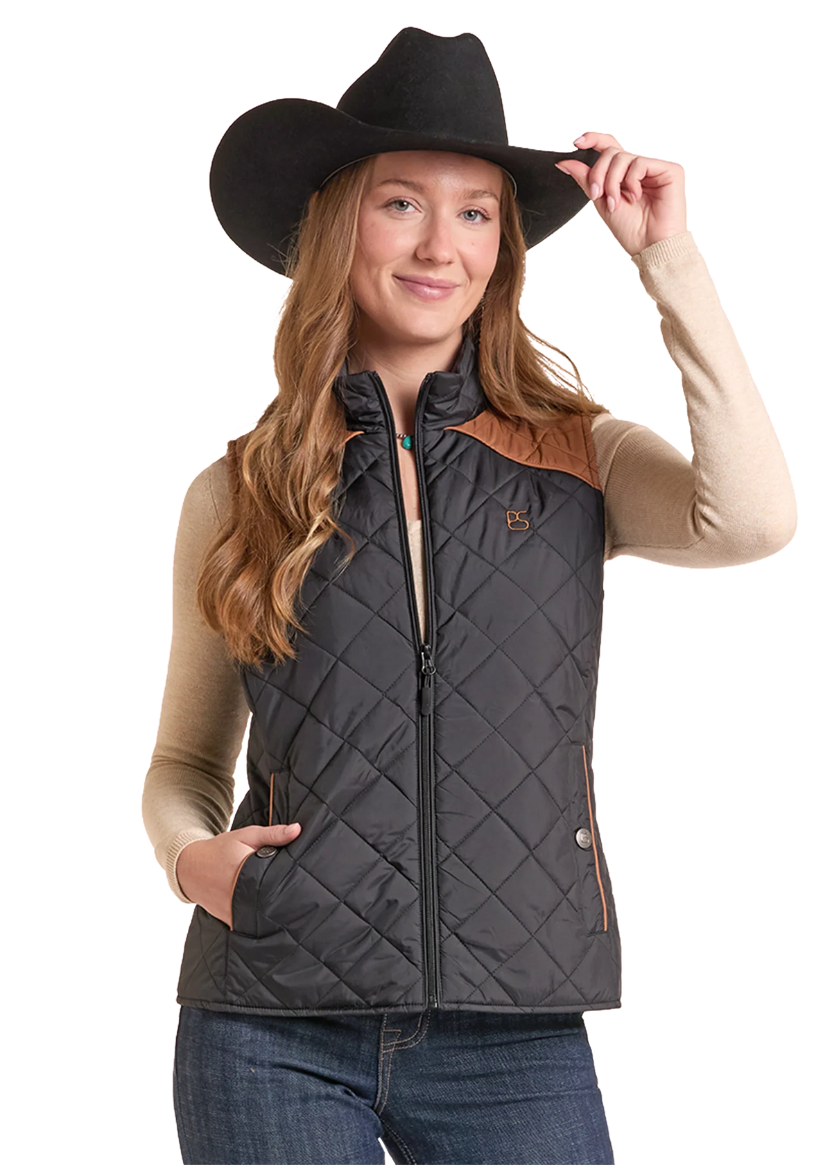 Panhandle Slim Women's Black Two Tone Quilted Vest