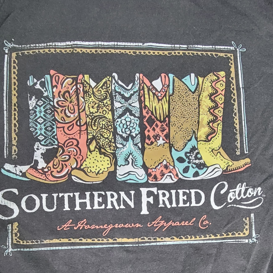 Southern Fried Cotton These Boots Long Sleeve Tee Pepper