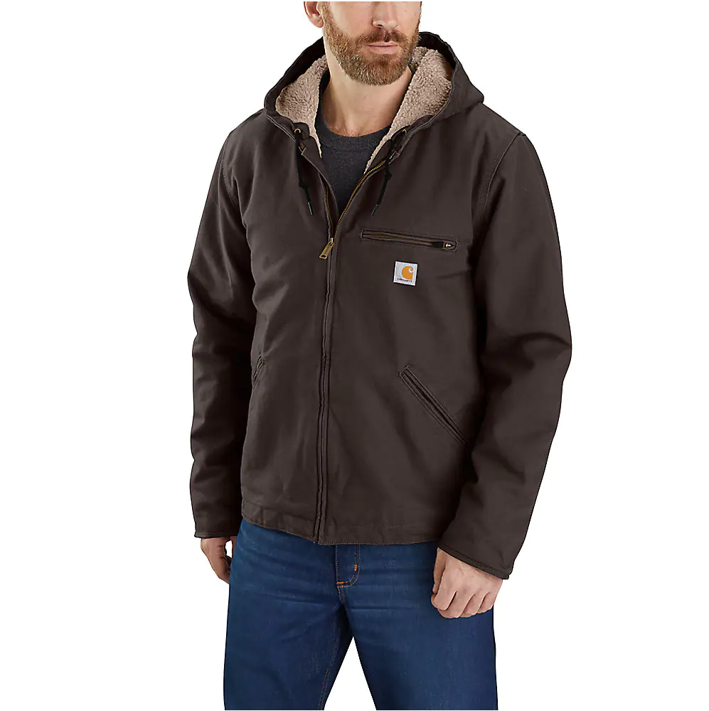 Carhartt Men's Relaxed Fit Washed Duck Sherpa-Lined Jacket