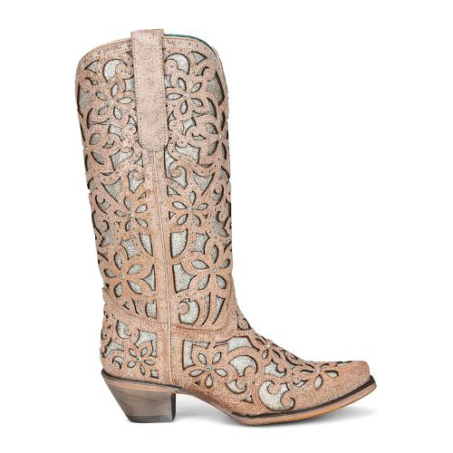 Women's Corral Leather Boots Handcrafted Nude
