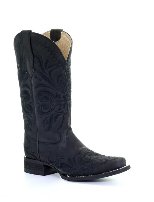 Circle G Women's Black Embroidery Square Toe Boot