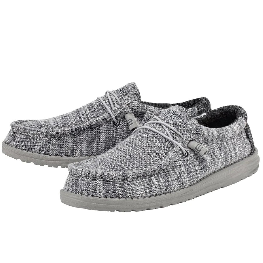 Hey Dude Wally Sox Stretch Blend Platinum Mix. Mens Casual Shoe. 