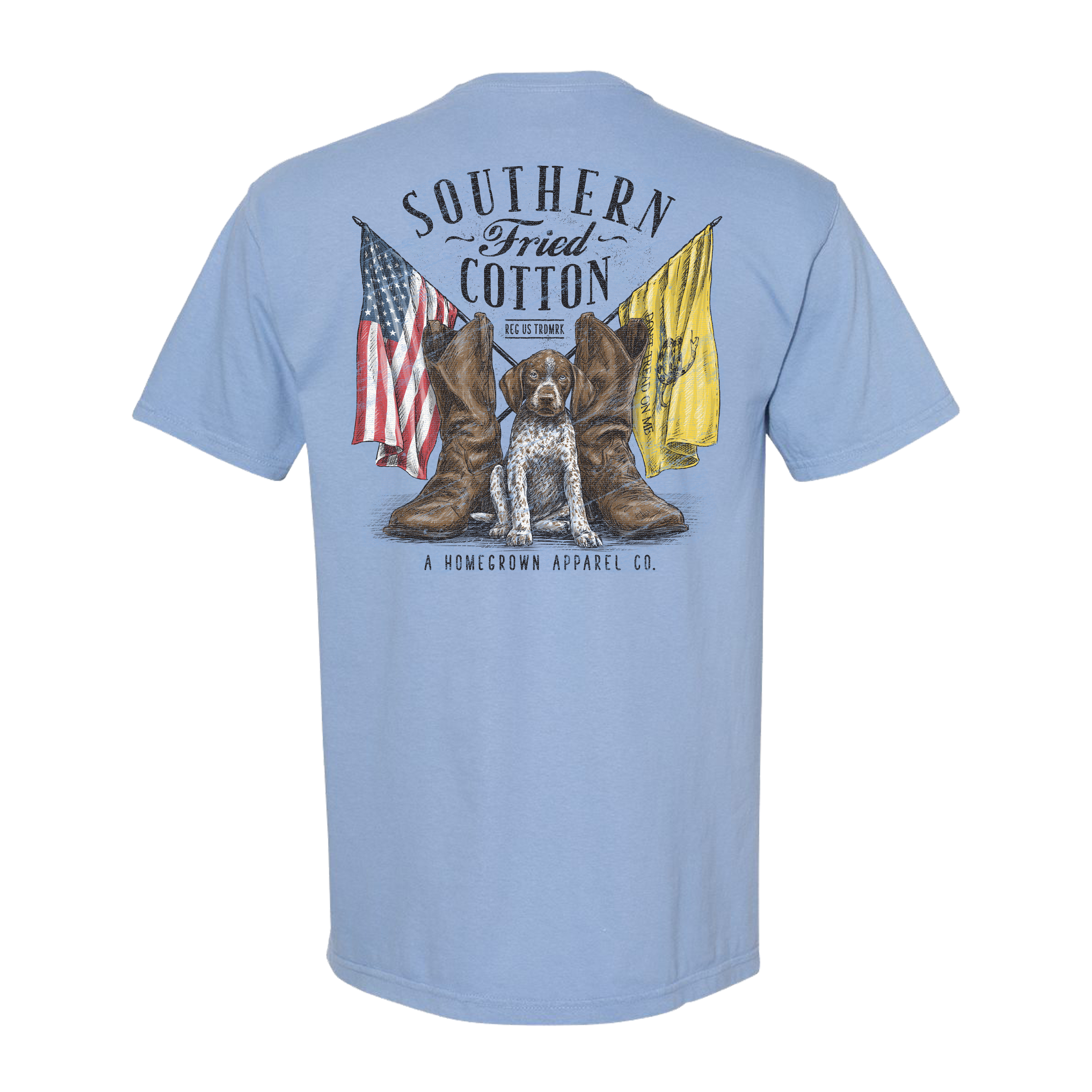 Southern Fried Cotton Pup & Flags T-Shirt